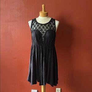 Free People Black Crochet Sleeveless Dress